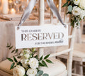 'Reserved' Seating Sign - White + Silver