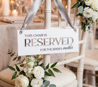 'Reserved' Seating Sign - White + Silver