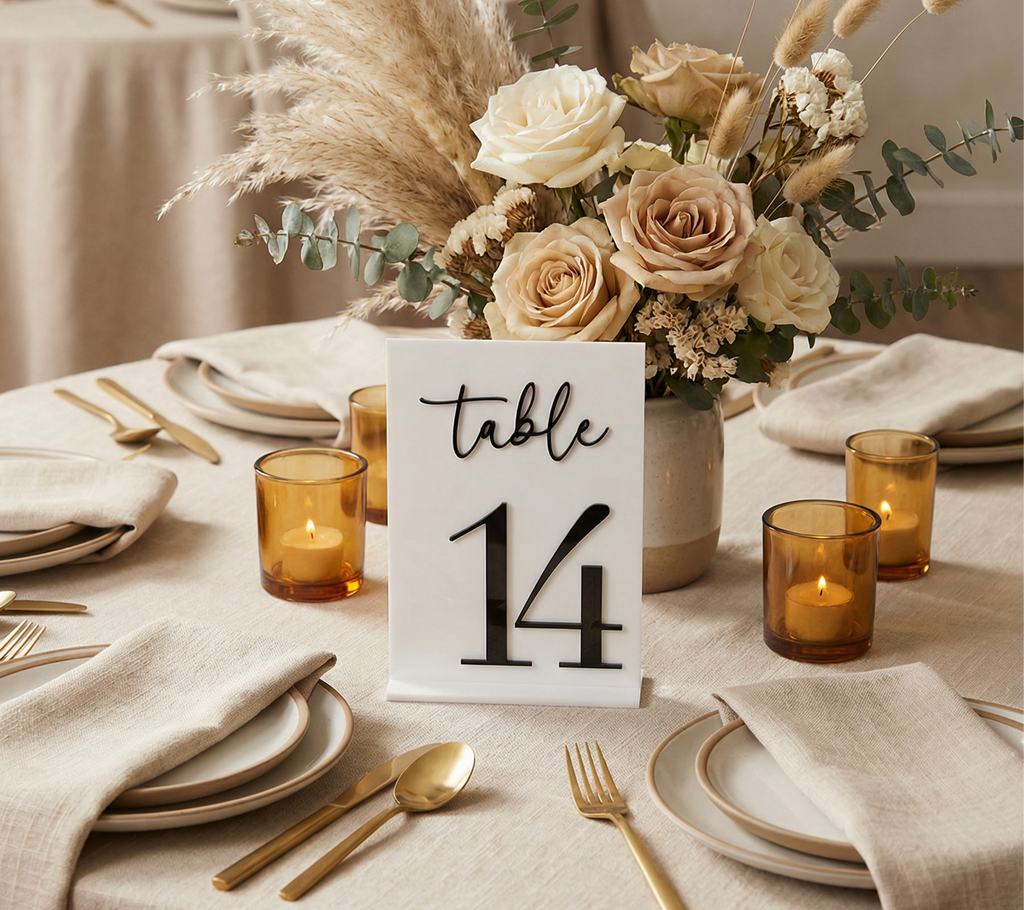 White & Black Glossy Table Numbers