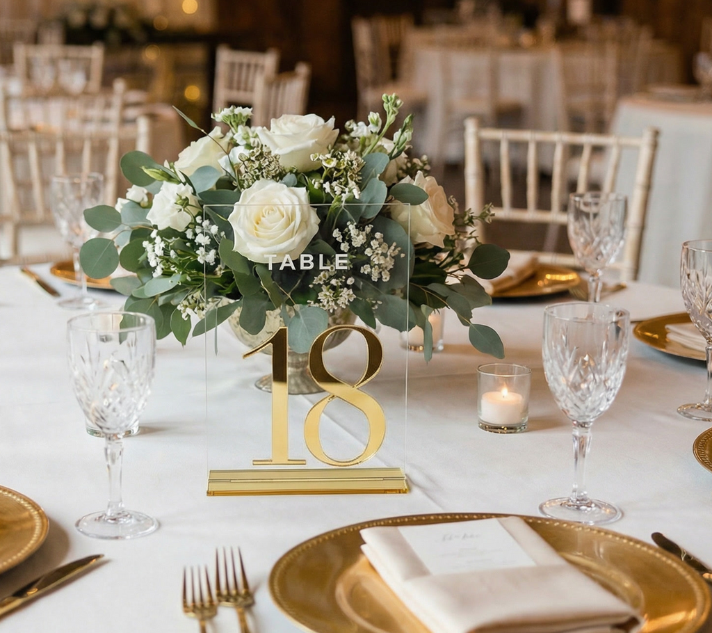 Clear + Gold Mirror Table Numbers