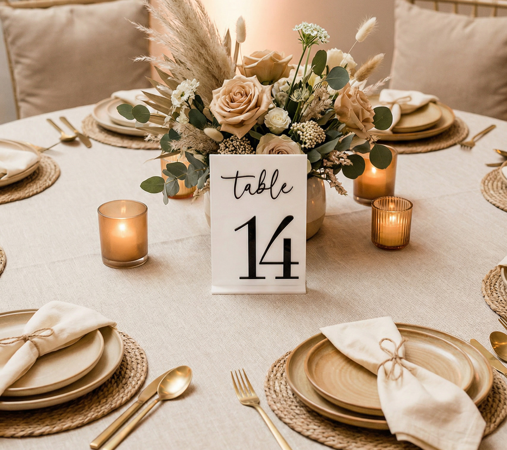 White & Black Glossy Table Numbers