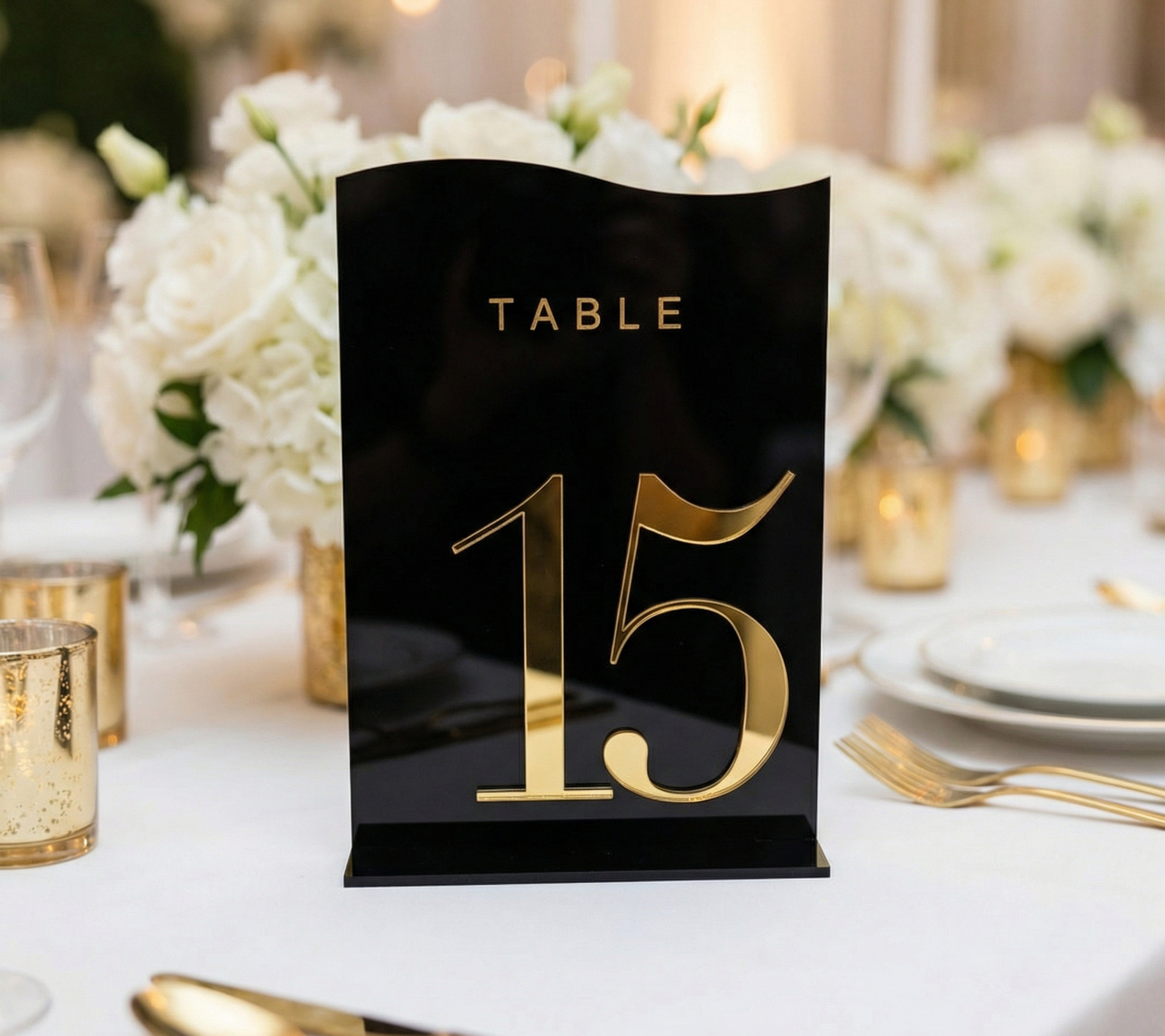 Black + 3D Gold Table Numbers