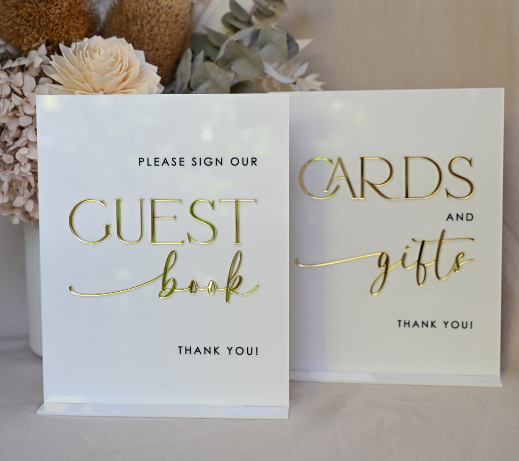 White + Gold Guest Book Sign