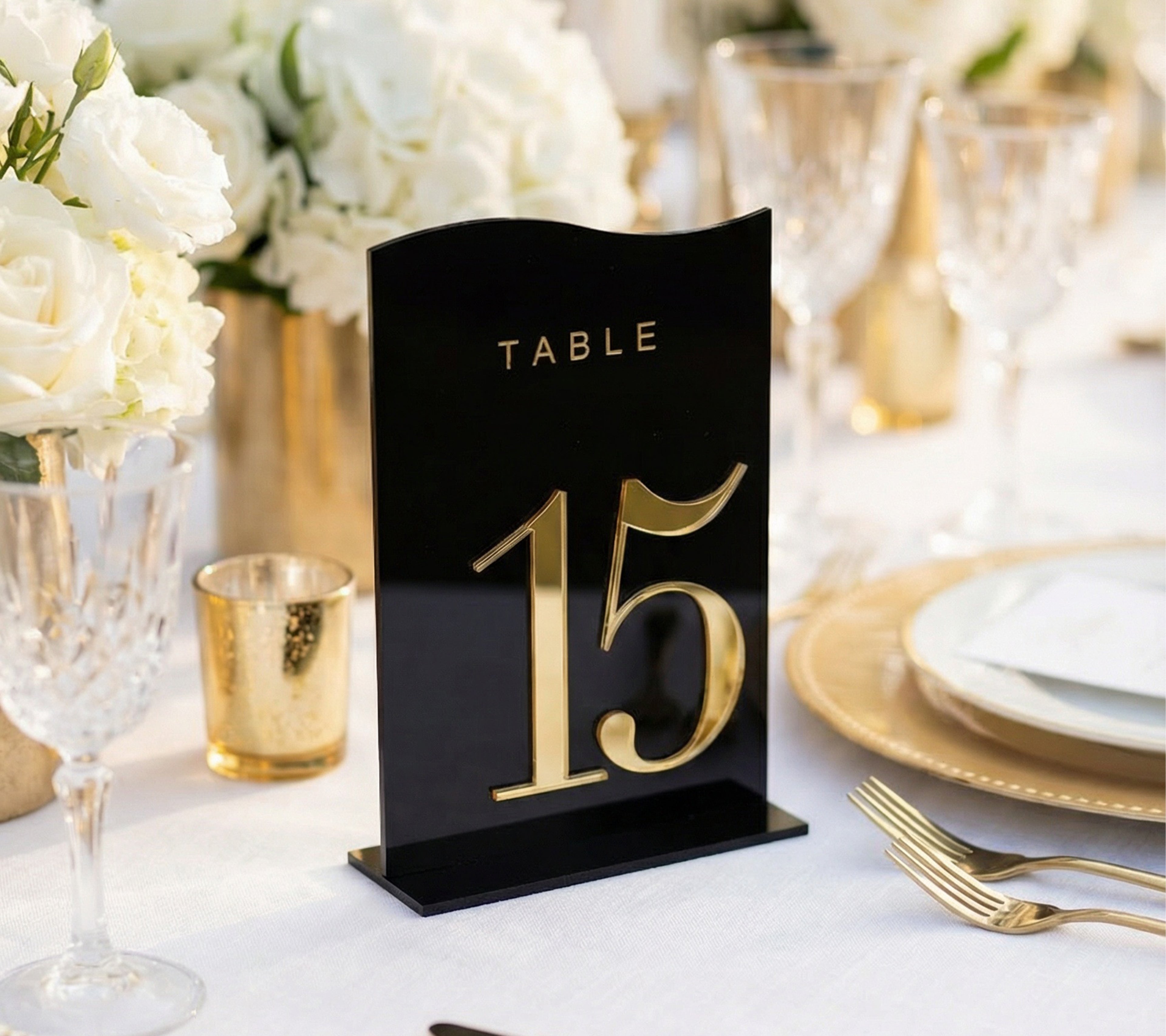 Black + 3D Gold Table Numbers