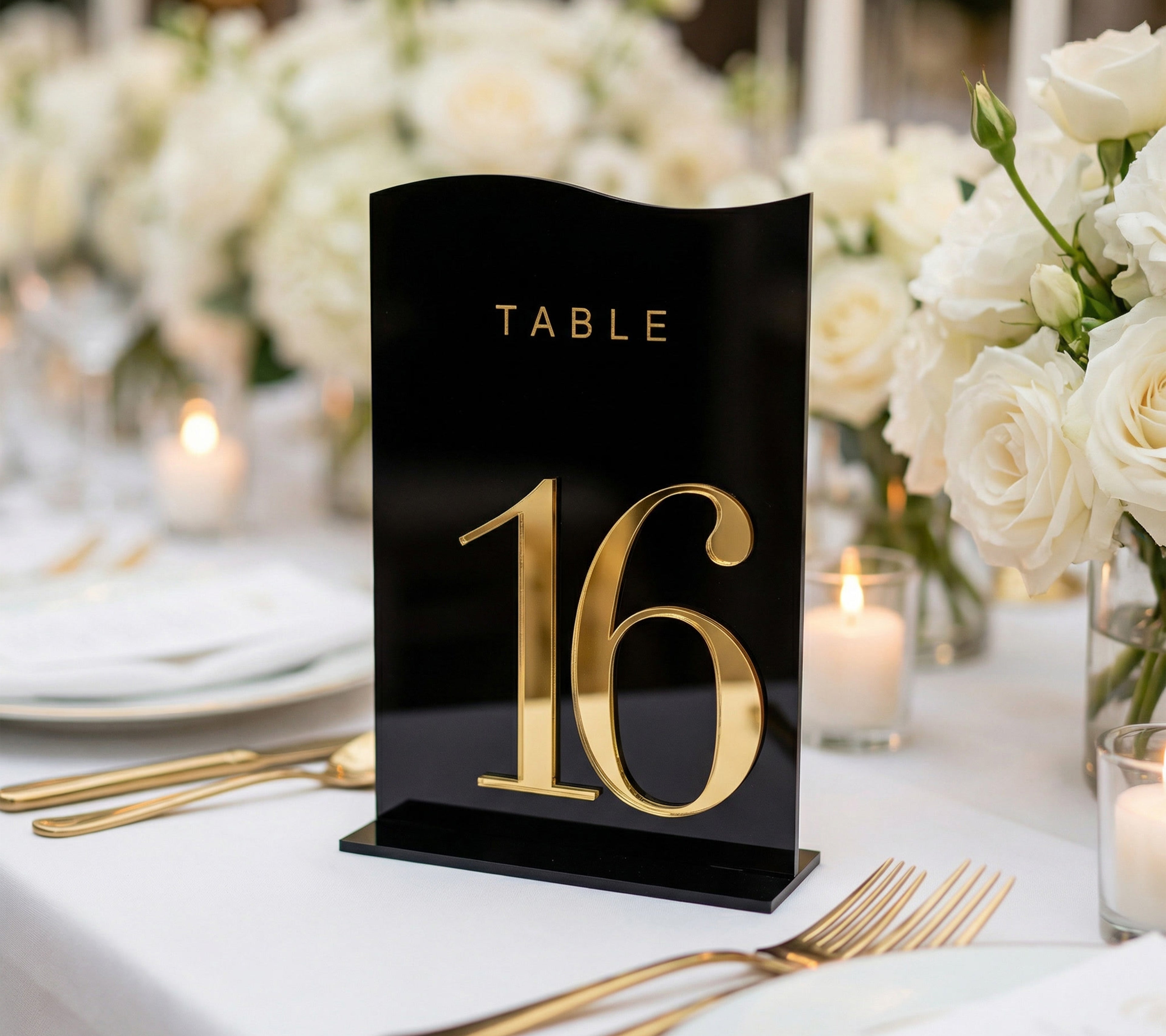 Black + 3D Gold Table Numbers
