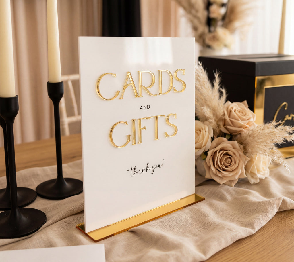 Gold Mirror Cards & Gifts Sign