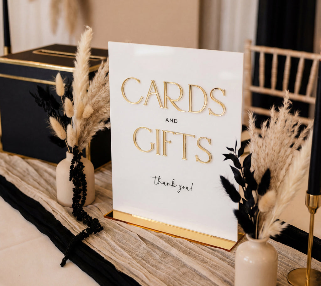 Gold Mirror Cards & Gifts Sign