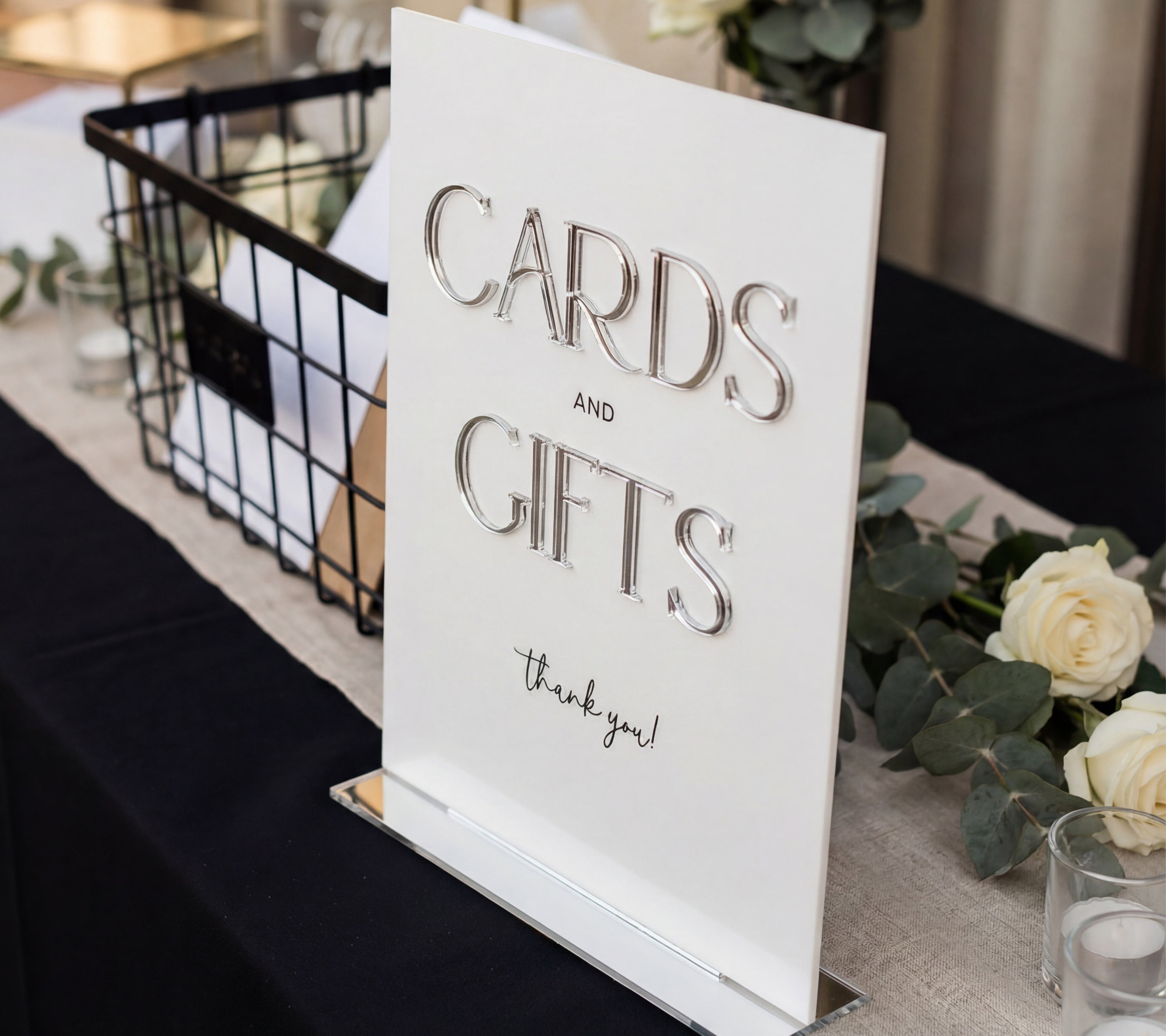 Silver Mirror Cards & Gifts Sign