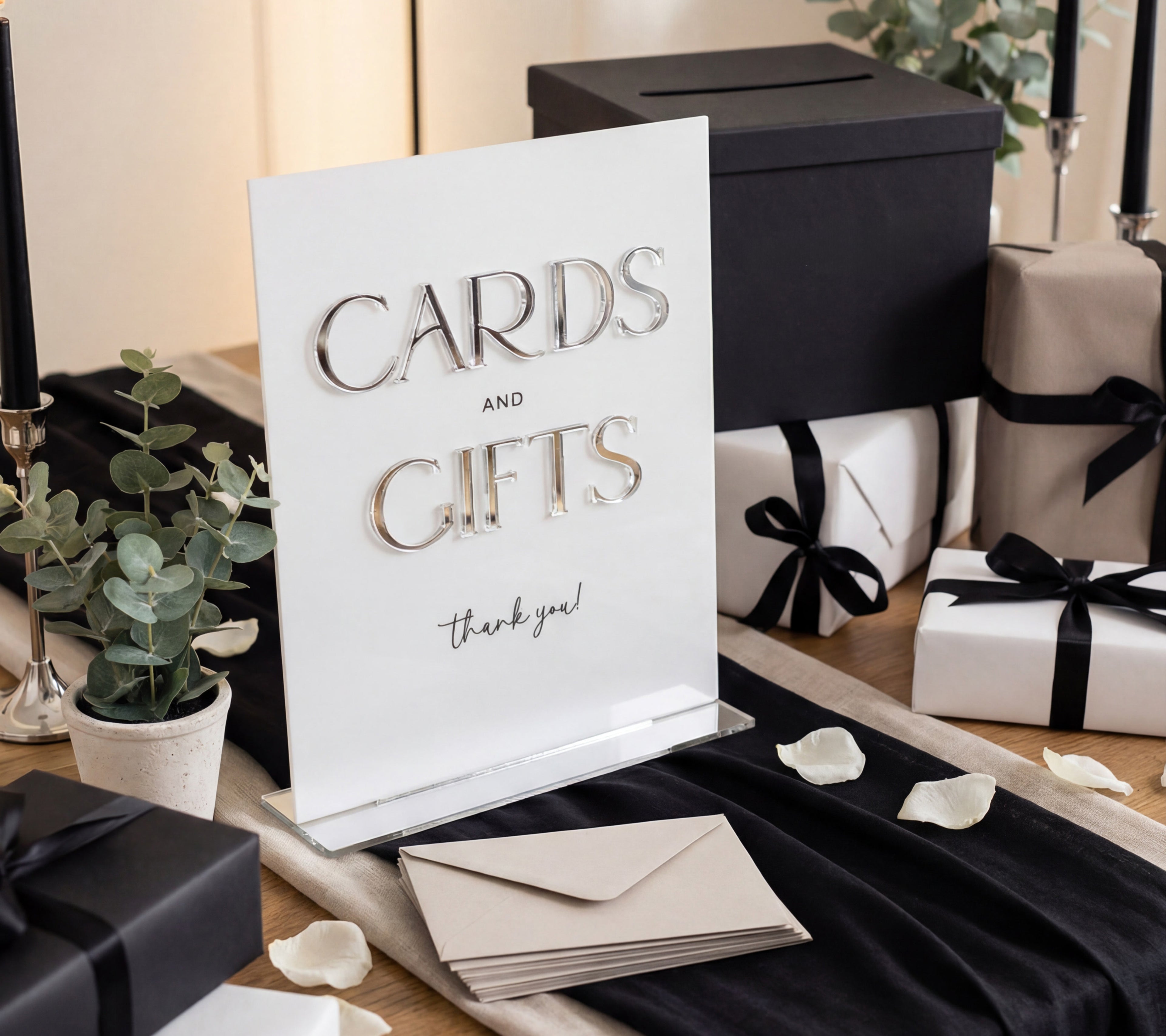 Silver Mirror Cards & Gifts Sign