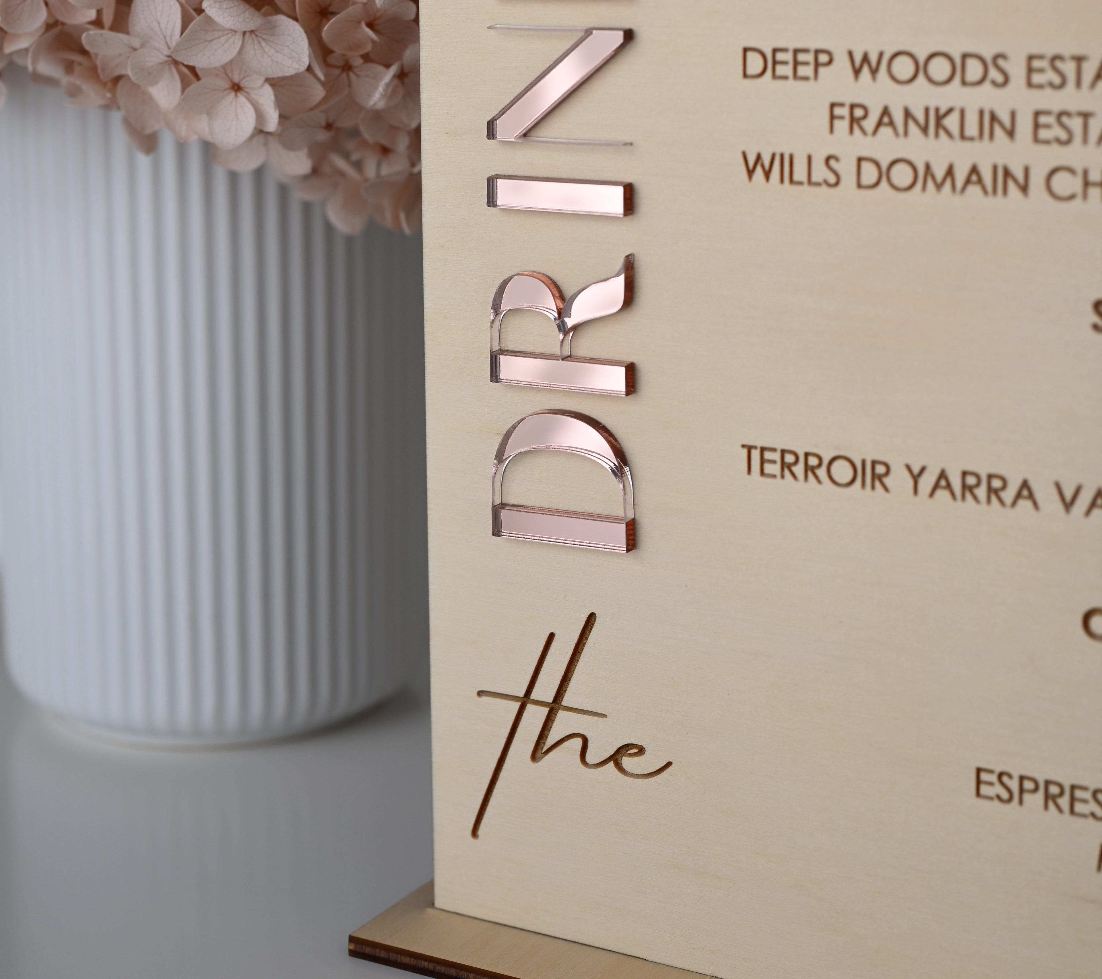 Drinks & Bar Wooden Engraved Menu