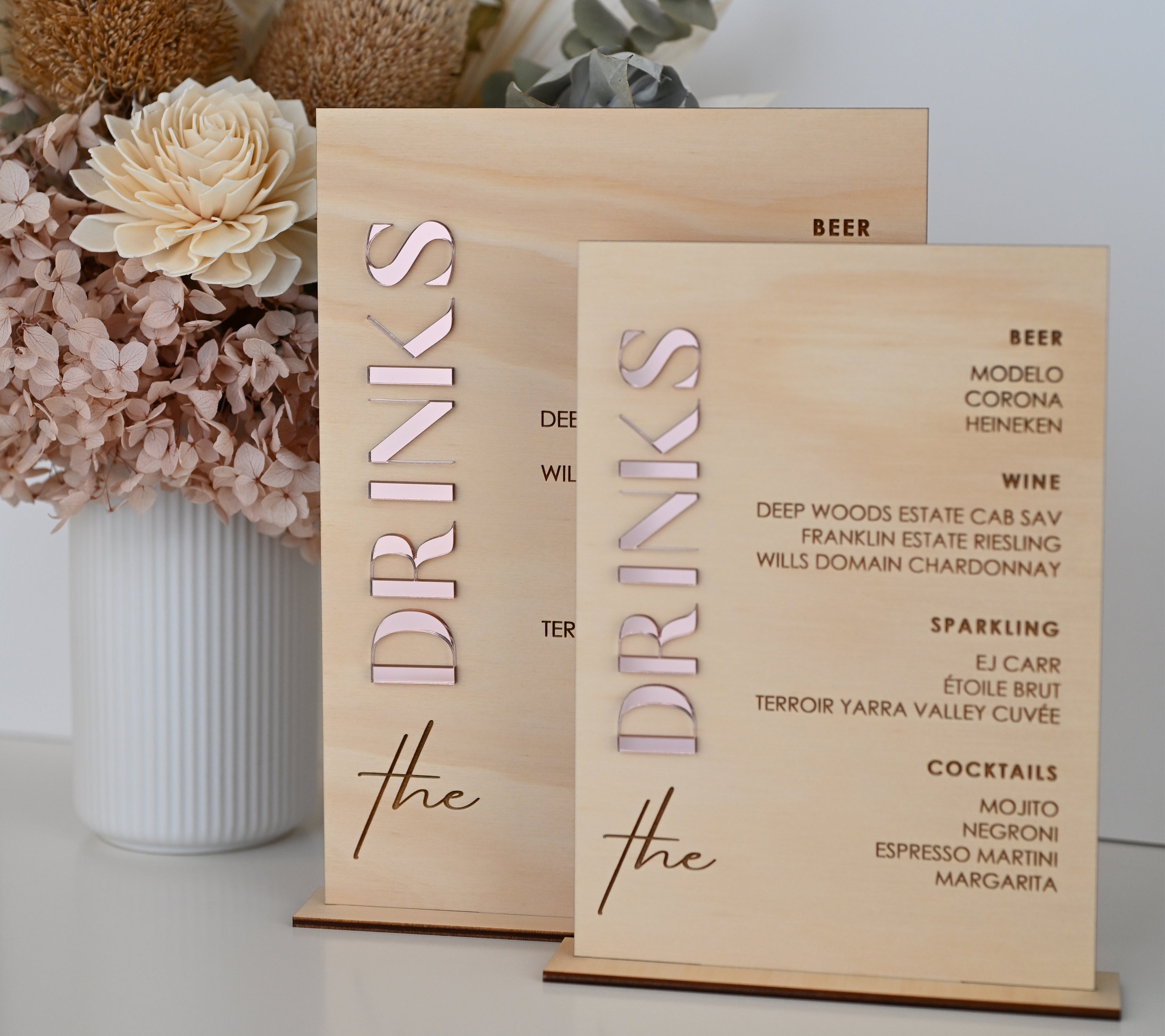Drinks & Bar Wooden Engraved Menu