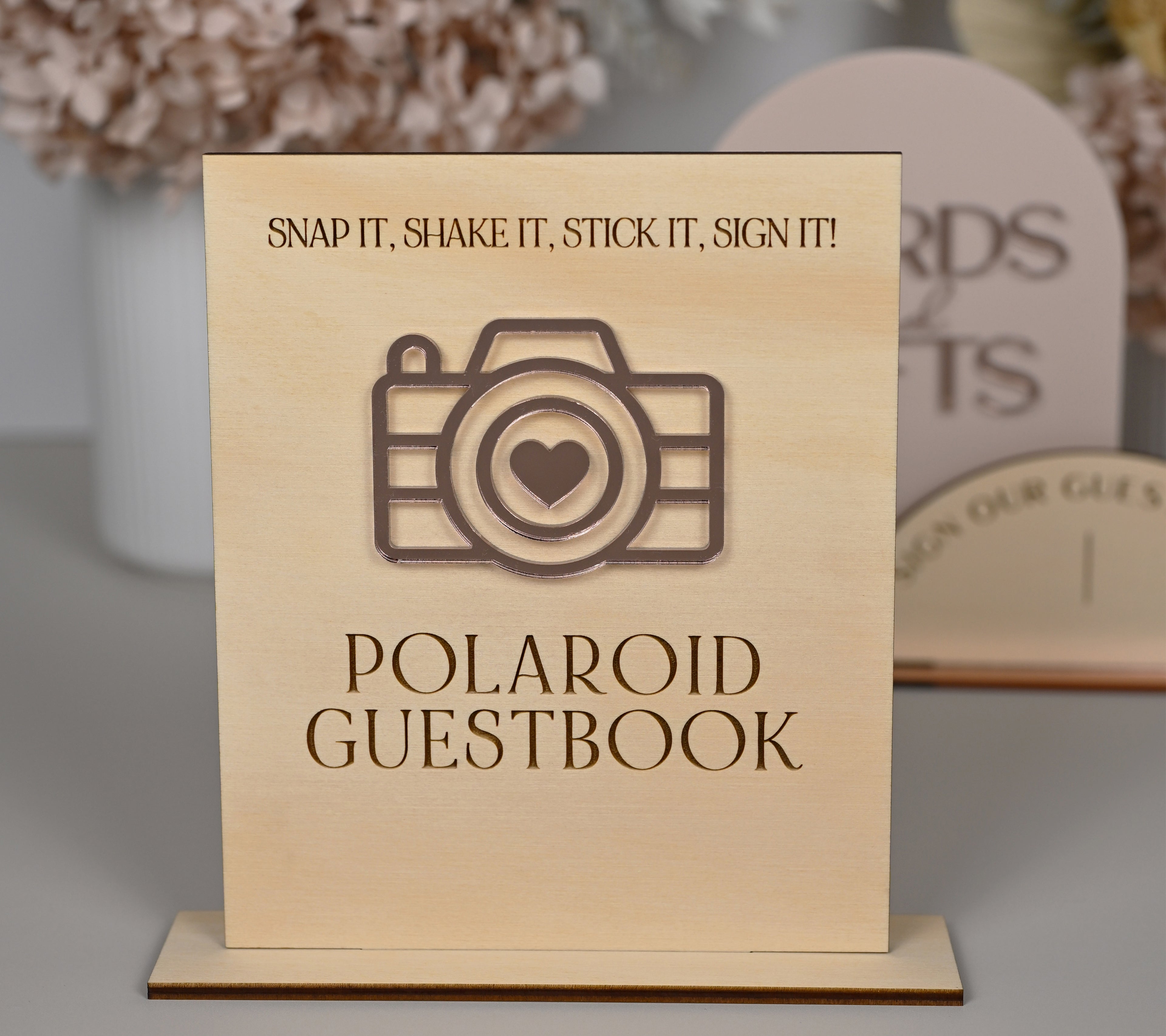 Wooden Polaroid Guestbook Sign