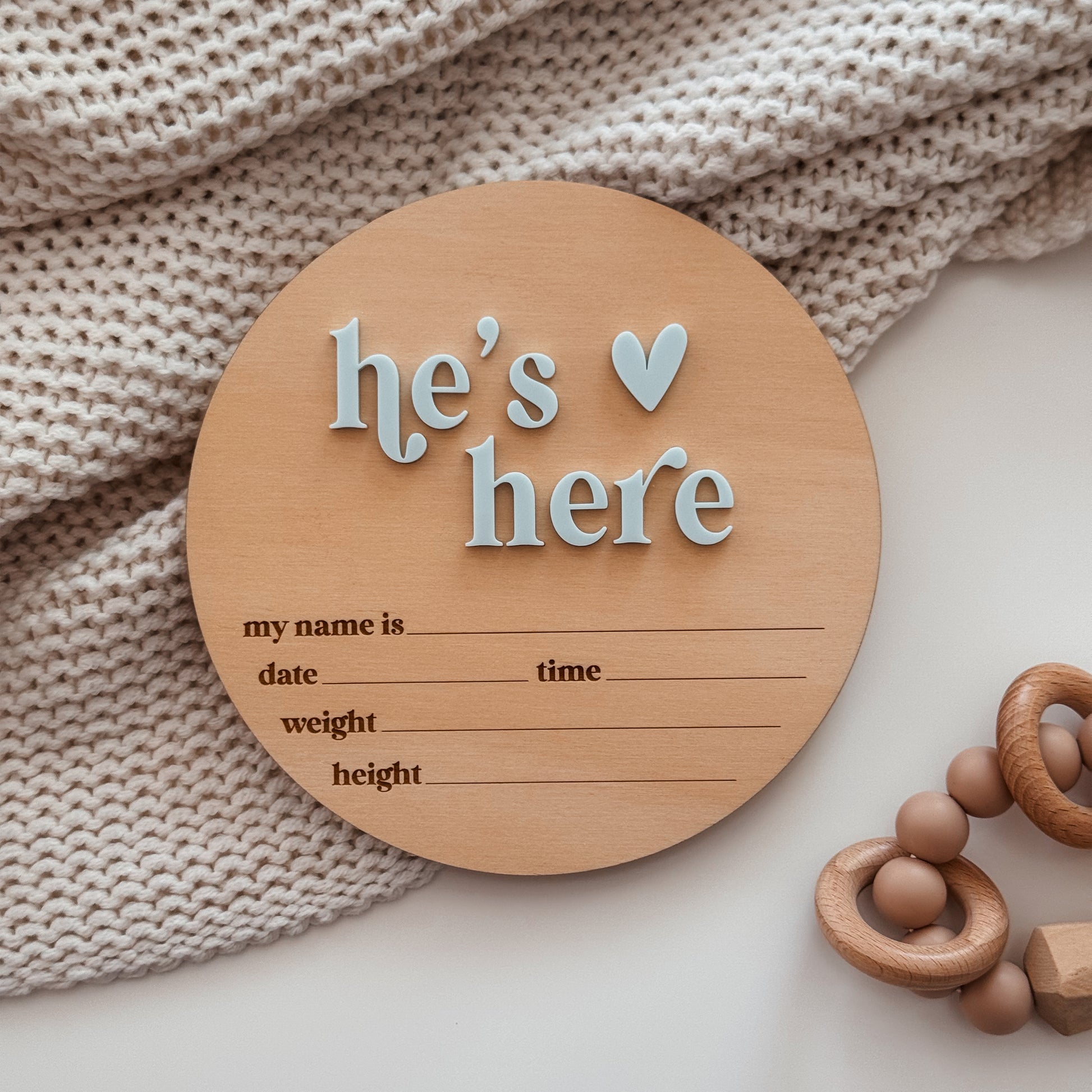 'She's or He's Here' Announcement Plaque