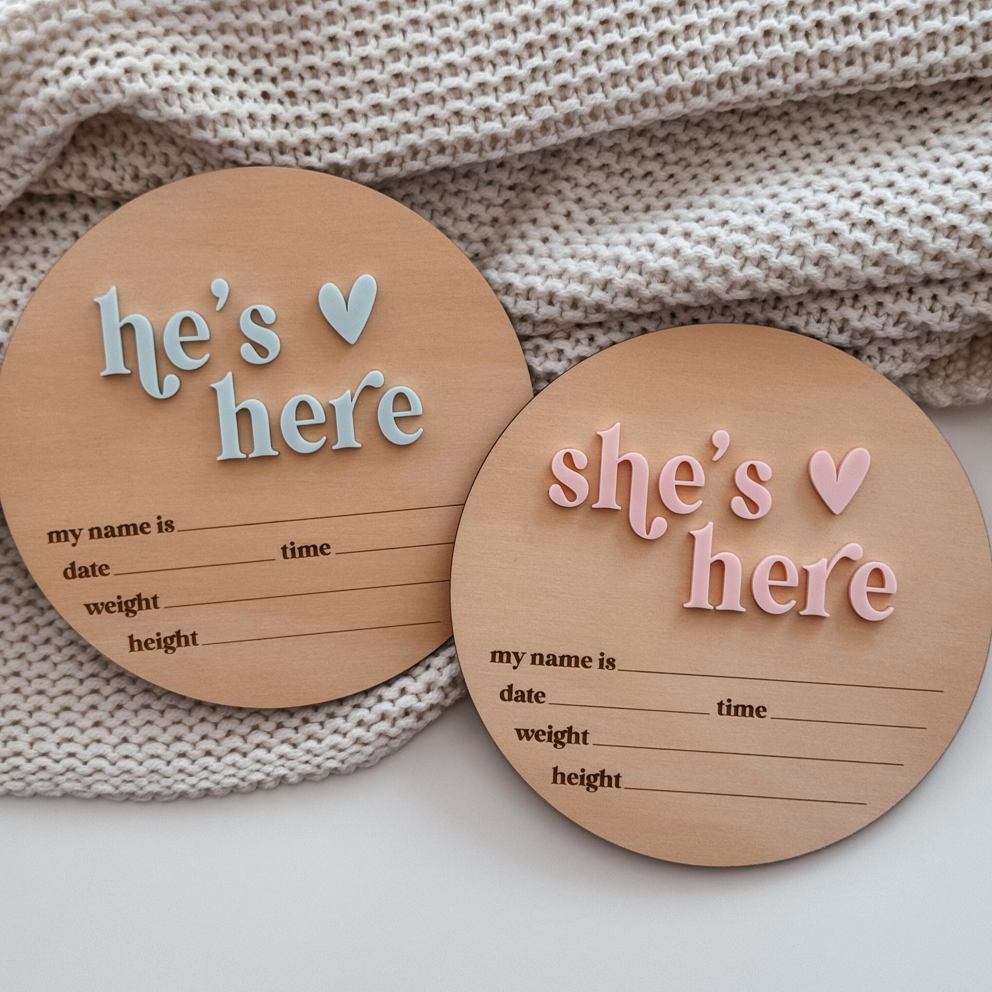 'She's or He's Here' Announcement Plaque